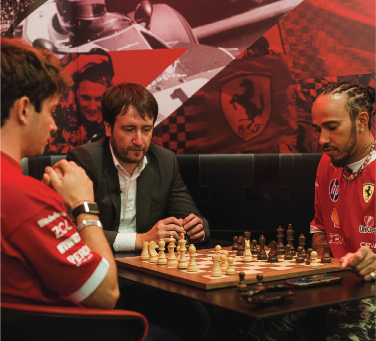 Baku City Circuit Initiative: Grandmaster Teimour Radjabov, behind the chessboard with Ferrari drivers!