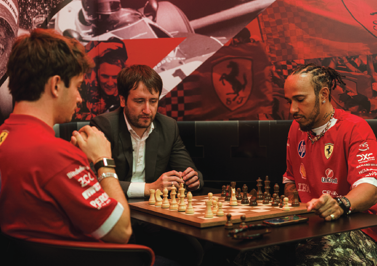 Baku City Circuit Initiative: Grandmaster Teimour Radjabov, behind the chessboard with Ferrari drivers!
